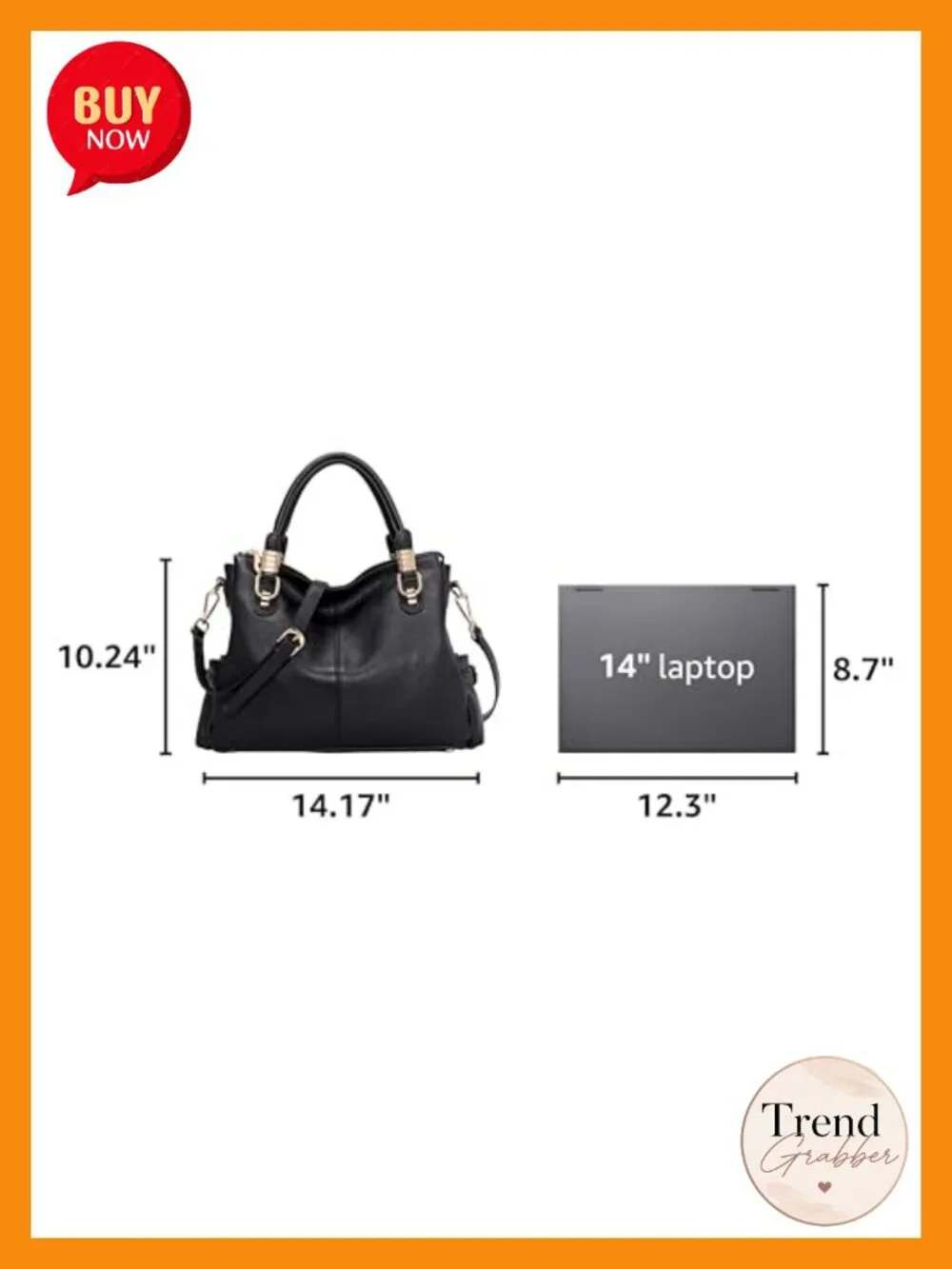 Genuine Leather Satchel Handbag with Adjustable Strap Shoulder Tote